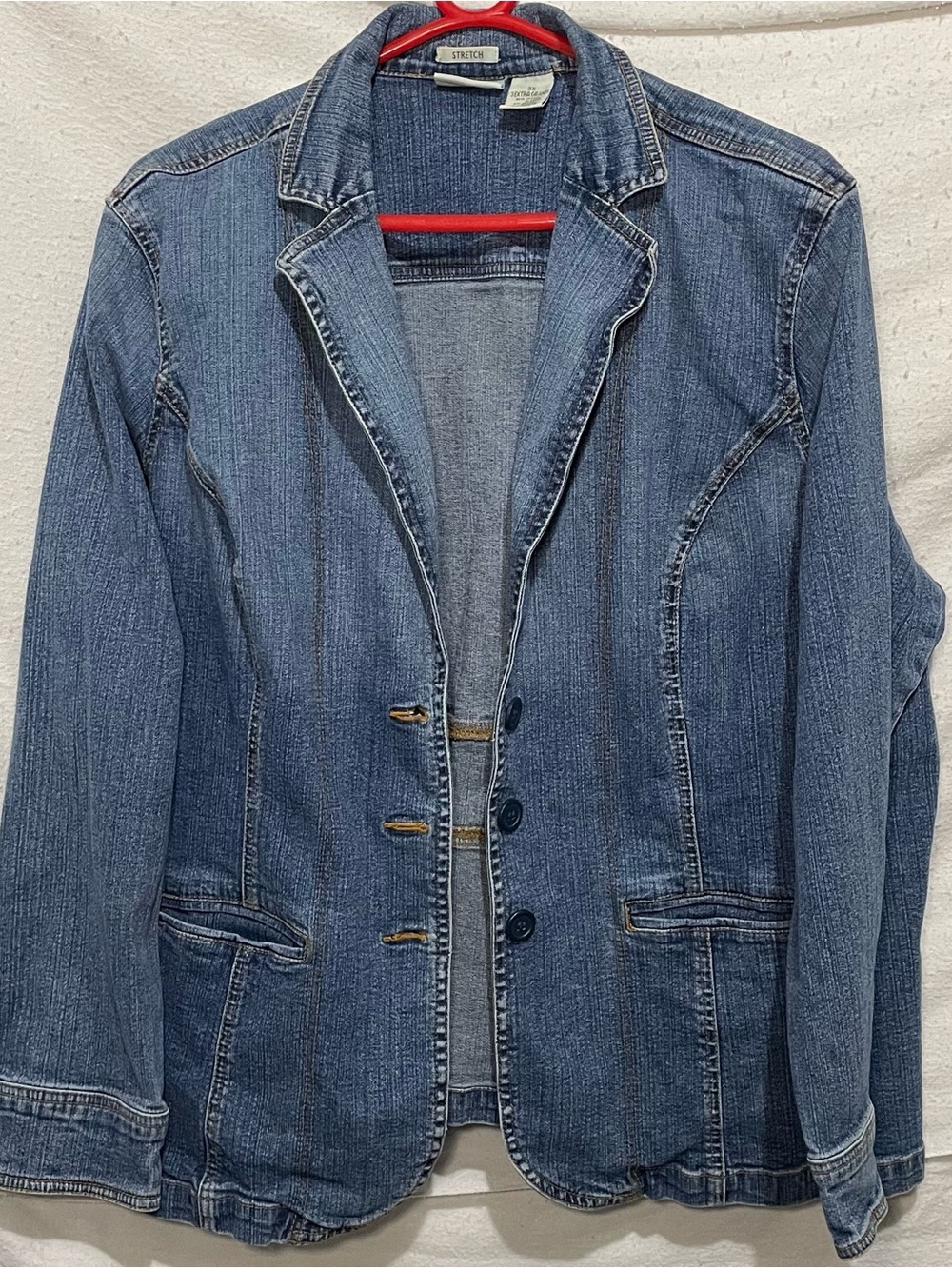 Women's Tailored Denim Blazer Jacket - Blue